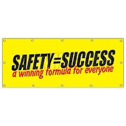 SIGNMISSION SAFETY=SUCCESS WINNING FORMULA BANNER worker osha safe workplace, 120" H, B-120 Success Winning F B-120 Safety Success Winning F